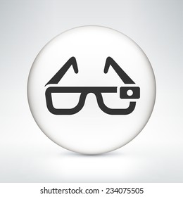 3D Glasses on White Round Button