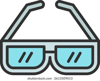 3d Glasses Outline Filled Style Icon