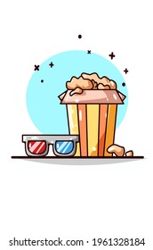 3d glasses and popcorn illustration