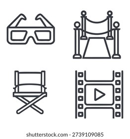 3d glasses red carpet director chair reel cinema entertainment