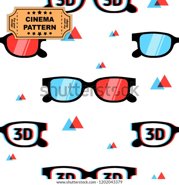 Stock Vektor 3d Glasses Seamless Vector Pattern Print Bez Autorskych Poplatku 1202043379