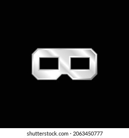 3D Glasses silver plated metallic icon
