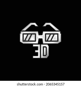 3 d Icono metálico plateado de gafas