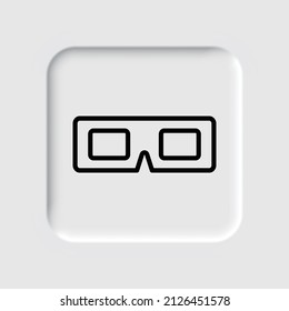 3d glasses simple icon. Flat desing. Neumorphism design.ai