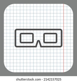 3D-Brillen einfach Symbol. Flaches Design. Auf Graphpapier. Grauer Hintergrund.ai