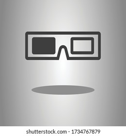 3d glasses simple icon with shadow. Flat desing