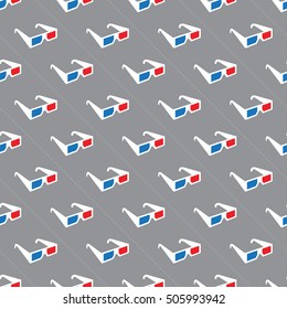3d glasses sunglasses Vector Seamless Pattern isolated wallpaper background Gray