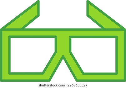 3D glasses technology icon with green outline style. Concept, digital, data, abstract, network, internet, tech. Vector Illustration