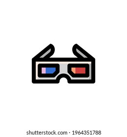 3D Glasses Technology Outline Icon Logo Vector Illustration
