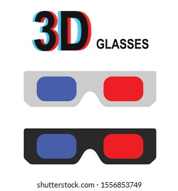 3D Glasses text and effective cinema concept vector illustration