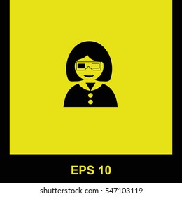 3d glasses vector black icon. Isolated illustration. Business picture.