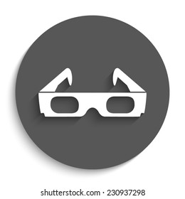3d glasses  - vector icon with shadow on a round grey button