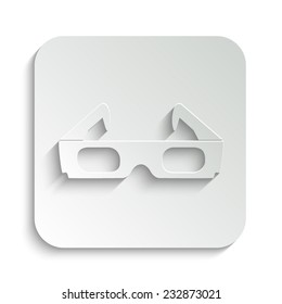 3d glasses - vector icon with shadow on a grey button