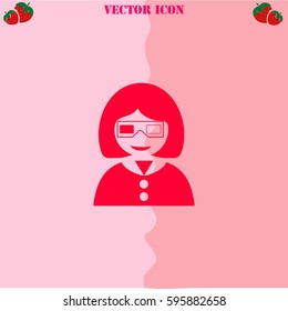3d glasses vector  icon. Strawberry Background.