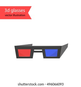 3D glasses. Vector illustration of cartoon 3D glasses isolated on a white background.