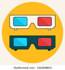 3D glasses vector illustration of flat.