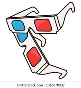 3D glasses vector Isolated illustration. 3D Glasses Icon. Flat vector. Cinema Movie Film. Cinema glasses side view