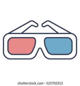 3d Glasses Vector Line Icon Popcorn