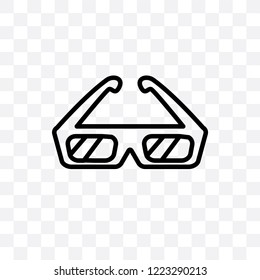 3d glasses vector linear icon isolated on transparent background, 3d glasses transparency concept can be used for web and mobile