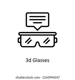 3D Glasses vector outline icon for web isolated on white background EPS 10 file