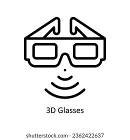 3d Glasses vector  outline Icon Design illustration. Artificial intelligence Symbol on White background EPS 10 File
