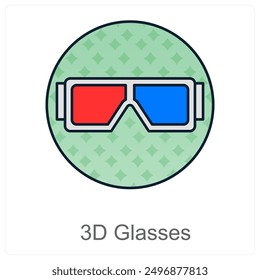 3D Glasses and virtual reality icon concept