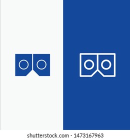 3d, Glasses, Vr, Movie Line and Glyph Solid icon Blue banner Line and Glyph Solid icon Blue banner