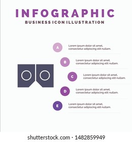 3d, Glasses, Vr, Movie Solid Icon Infographics 5 Steps Presentation Background