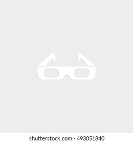 3d glasses - white vector  icon with shadow