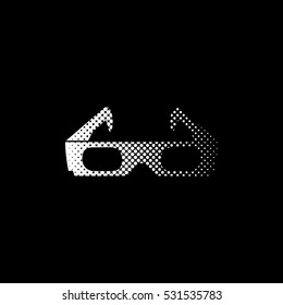 3d glasses - white vector icon ; halftone illustration