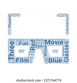 3d glasses word cloud. tag cloud about d glasses