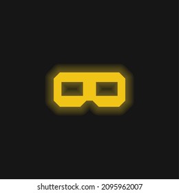 3D Glasses yellow glowing neon icon