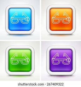 3D Glasseson Multi Color Square Buttons