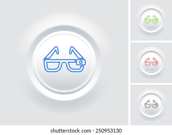 3D Glasseson White Bevel Round Buttons