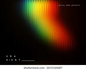 3d glassmorphism glass with iridescent colors on the black. Abstract gradient background. Corrugated trendy texture. Vector illustration.