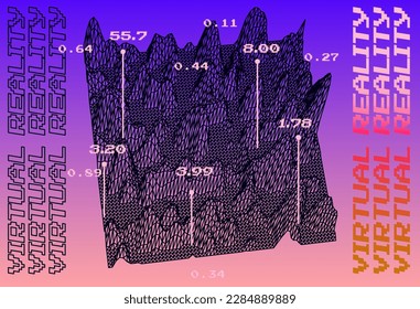 3D glitched and distorted plane made of mesh. Computer science and virtual reality subject illustration.