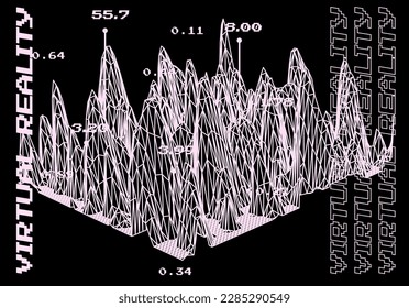 3D glitched and distorted plane made of mesh. Computer science and virtual reality subject illustration.