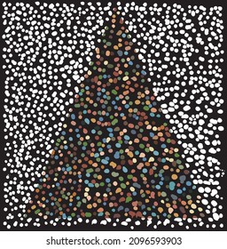 3D glittering balls comprising triangular shape, like a Xmas tree symbol