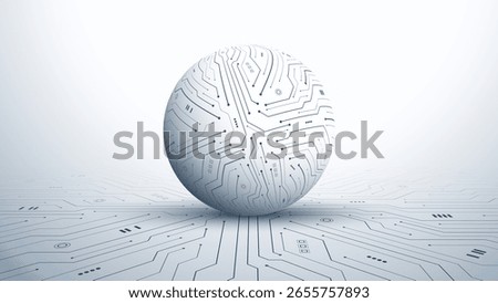 3D globe combined with circuit board pattern on circuit board. Global and network connections technology. digital transformation. Future cybernetic artificial intelligence. Vector illustration.