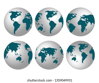 3D globe earth isolated
