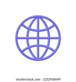 3D Globe Hyperlink Symbol. WWW-Zeichen durchsuchen. Web-Hosting-Technologie. Website der Browser-Suche. Trendy und moderne Vektorgrafik im 3D-Stil.