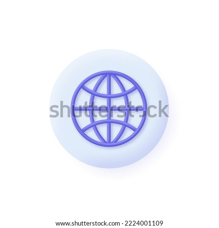 3D Globe hyperlink icon. Search WWW sign. Web hosting technology. Browser search website page. Trendy and modern vector in 3d style.