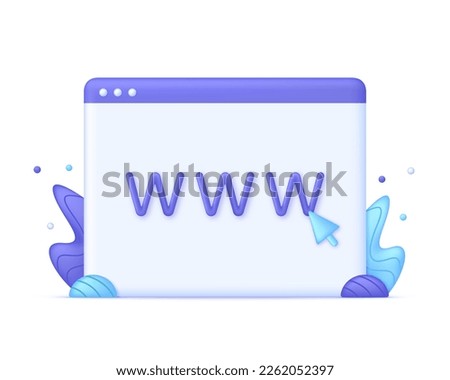 3D Globe hyperlink icon. Search WWW sign. Web hosting technology. Browser search website page. Trendy and modern vector in 3d style.