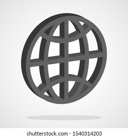 3D Globe icon isolated. Vector illustration. Symbol of Earth. Planet icon. World symbol isolated