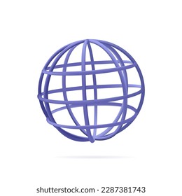 3D globe icon. Planet map globe 3D icons. Vector earth symbol for web, world globus pictograms, traveler wide geography symbol or eco space explore icon. 3D render vector isolated on white