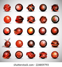 3D Globe Icons Set - Isolated On Gray Background - Vector Illustration, Graphic Design Editable For Your Design 