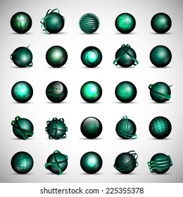 3D Globe Icons Set - Isolated On Gray Background - Vector Illustration, Graphic Design Editable For Your Design