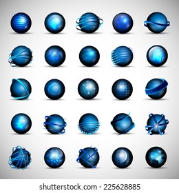 3D Globe Icons Set - Isolated On Gray Background - Vector Illustration, Graphic Design Editable For Your Design