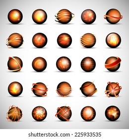 3D Globe Icons Set - Isolated On Gray Background - Vector Illustration, Graphic Design Editable For Your Design