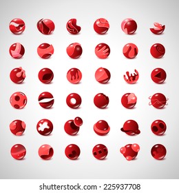 3D Globe Icons Set - Isolated On Gray Background - Vector Illustration, Graphic Design Editable For Your Design
